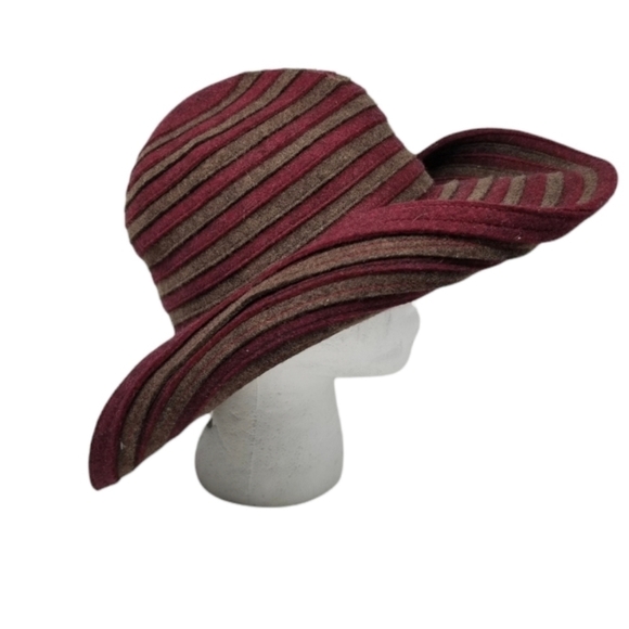 SanFransico Hat Accessories - San Francisco Hat Felted 100% Wool Wide Rolled Brim Texture Stripes USA One Size
